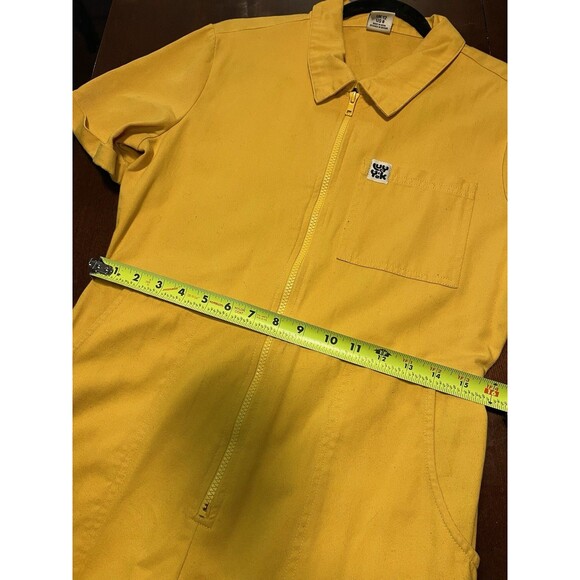 Lucy & Yak Ragan Boilersuit Jumpsuit Yellow Organic Cotton Wide Leg Denim US 8 - Picture 4 of 6
